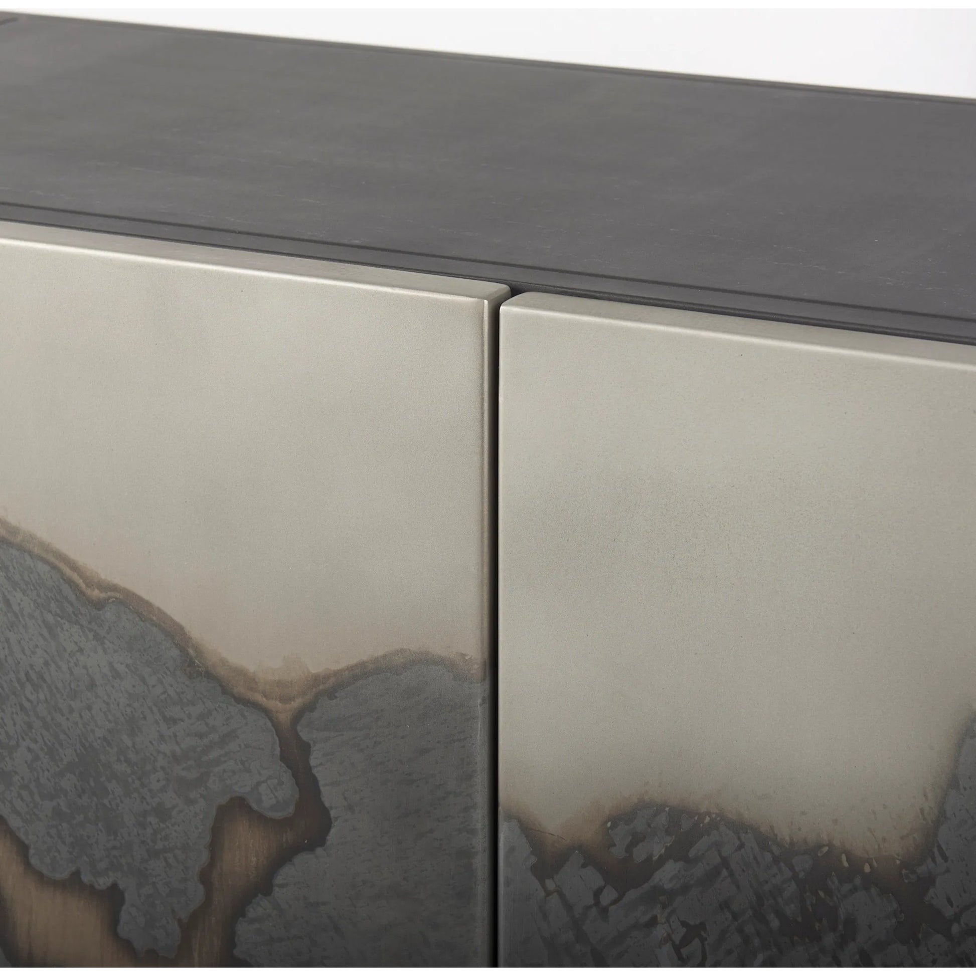 Roxdale Sideboard by Mercana in black, gray. Made from iron in a unique style.