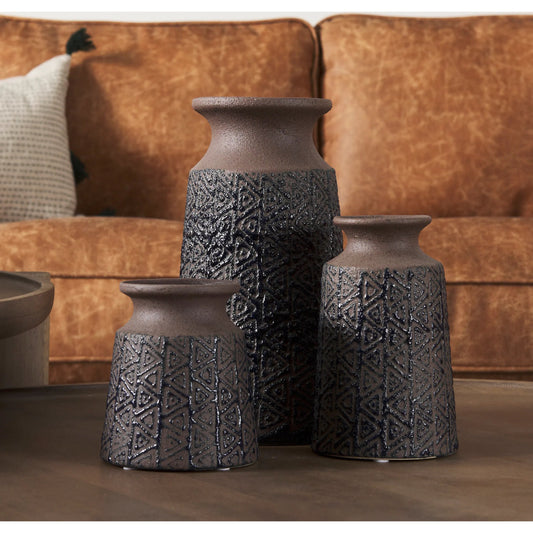Sefina I Patterned Vase by Mercana in blue, brown. Made from ceramic in a eclectic & global style.