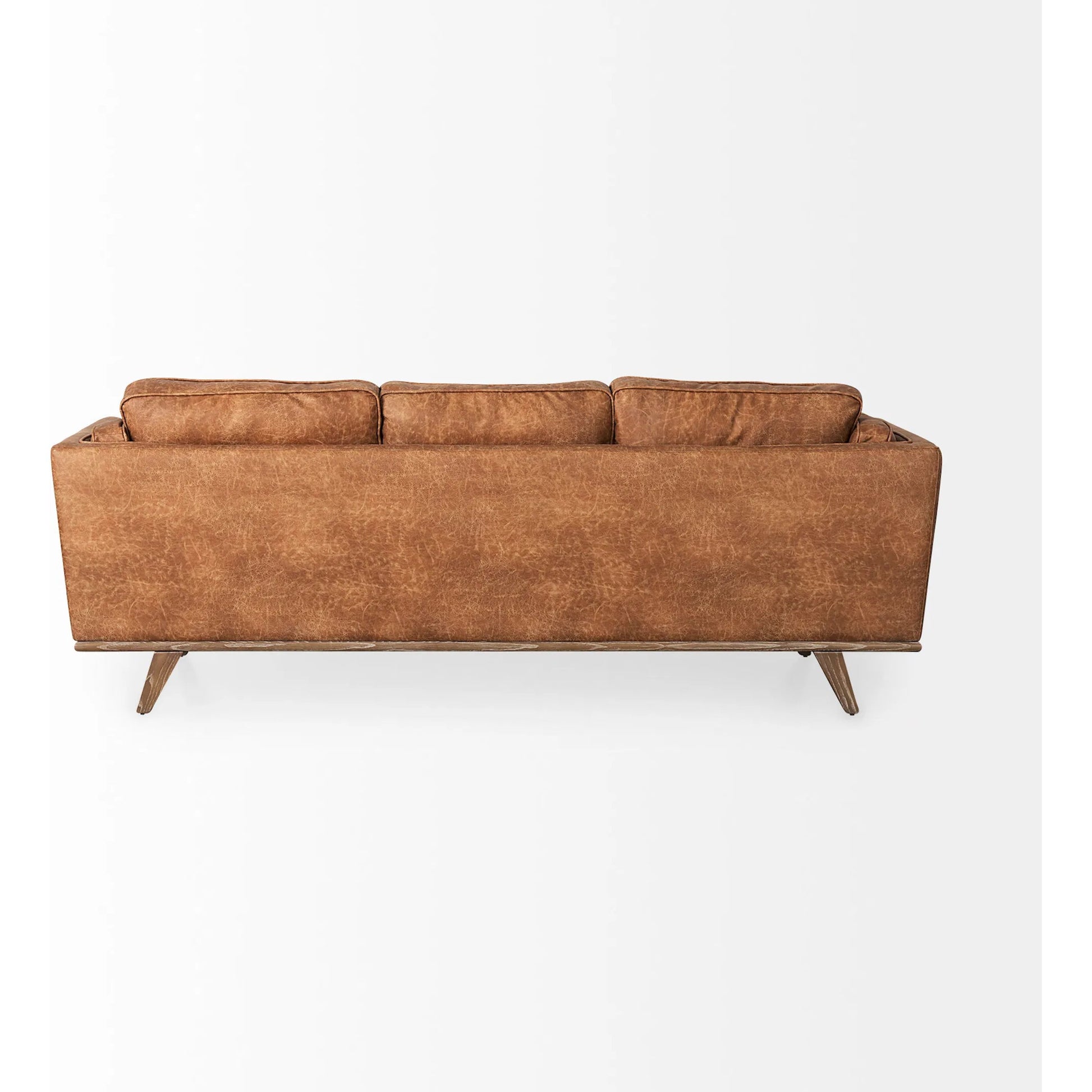 Brooks Leather Sofa by Mercana in cognac. Made from faux leather in a traditional style.