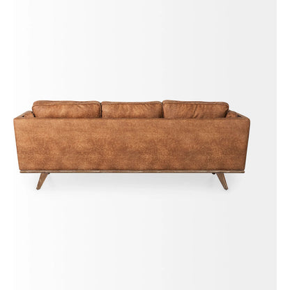 Brooks Leather Sofa by Mercana in cognac. Made from faux leather in a traditional style.