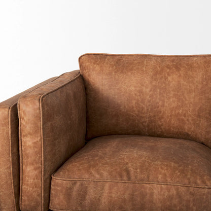 Brooks Leather Sofa by Mercana in cognac. Made from faux leather in a traditional style.