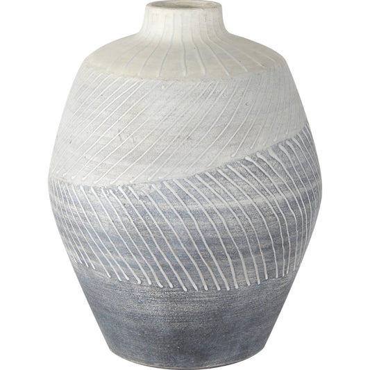 Blume Textured Vase by Mercana in white, gray. Made from ceramic in a modern style.