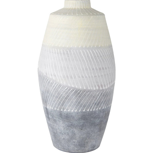 Blume Textured Vase by Mercana in white, gray. Made from ceramic in a modern style.