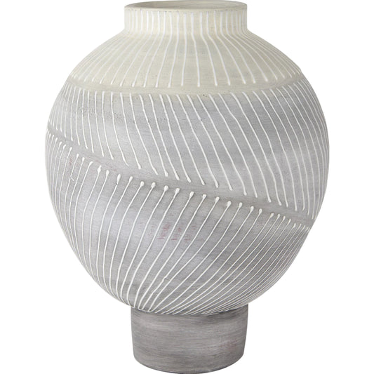 Blume Textured Vase by Mercana in white, gray. Made from ceramic in a modern style.