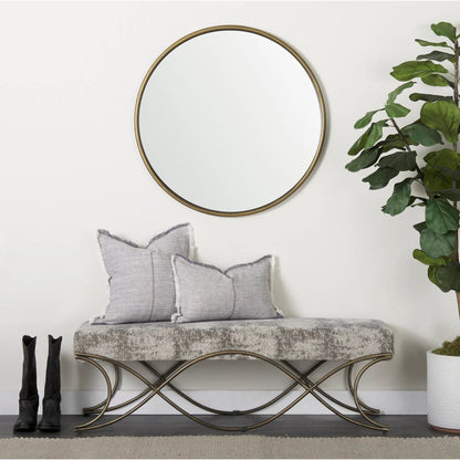 Thais Fringed Lumbar Pillow Cover by Mercana in blue. Made from linen in a transitional style.