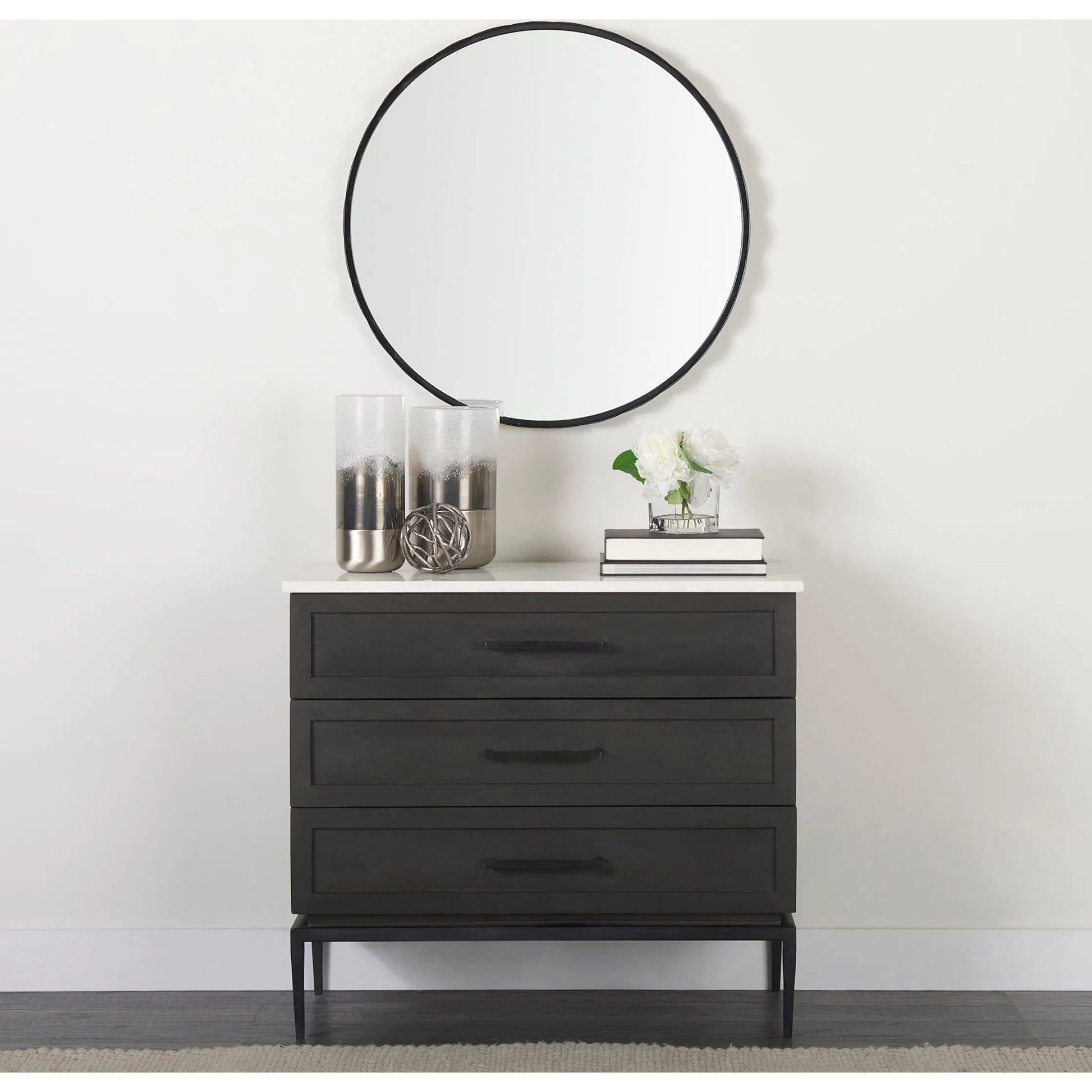 Baltic I White Brushed Metal Bottom Vase by Mercana in white, bronze, silver. Made from unique in a eclectic & global style.