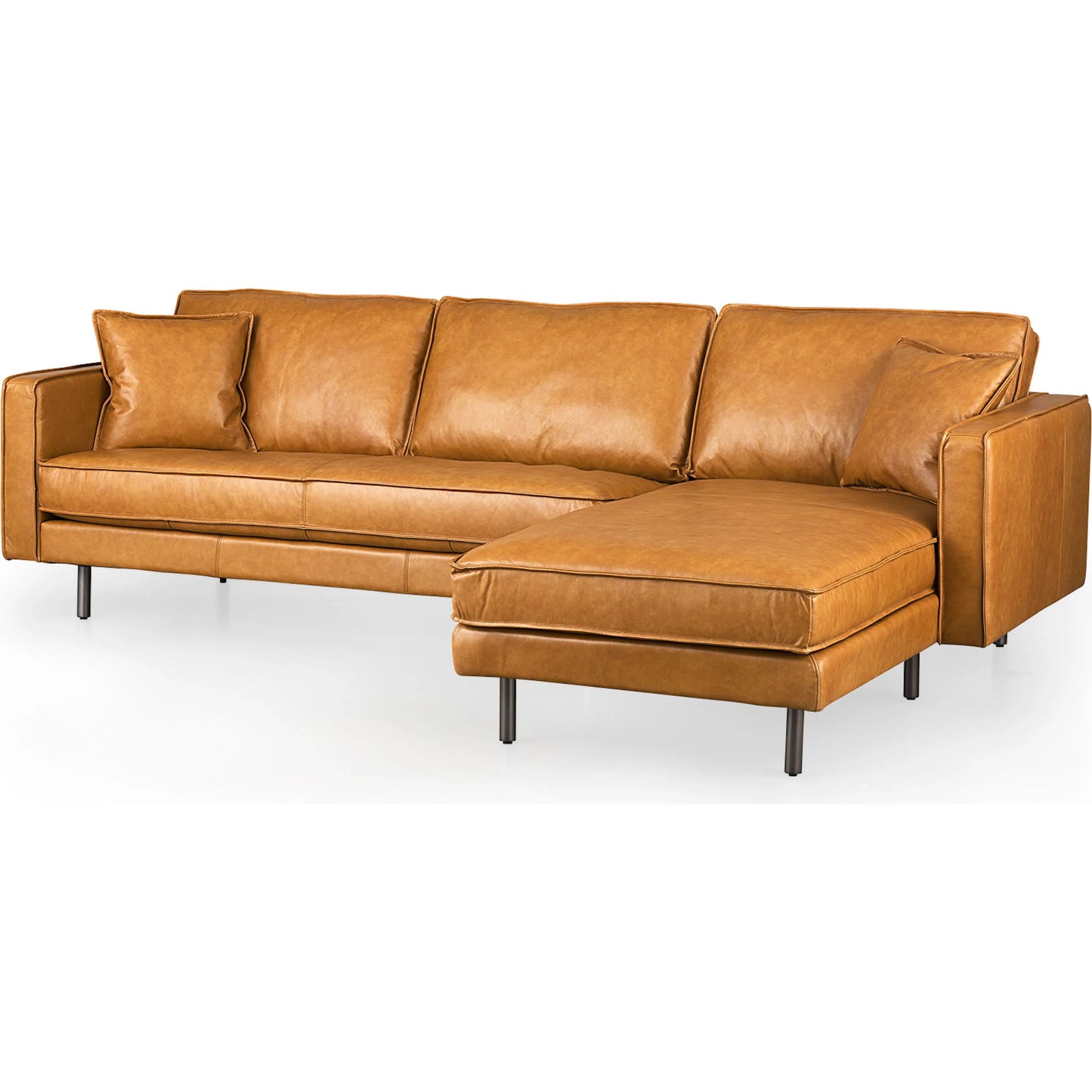 074 SI-2369670 | Primary Silo | D'Arcy Sectional by Mercana in tan. Made from leather in a traditional style.
