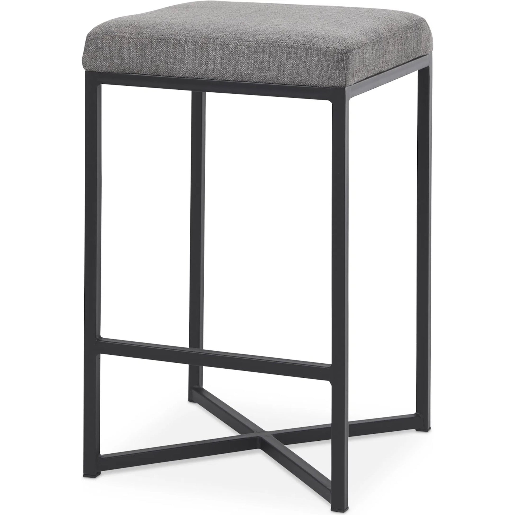 Frodo Counter Stool by Mercana in gray. Made from fabric in a unique style.