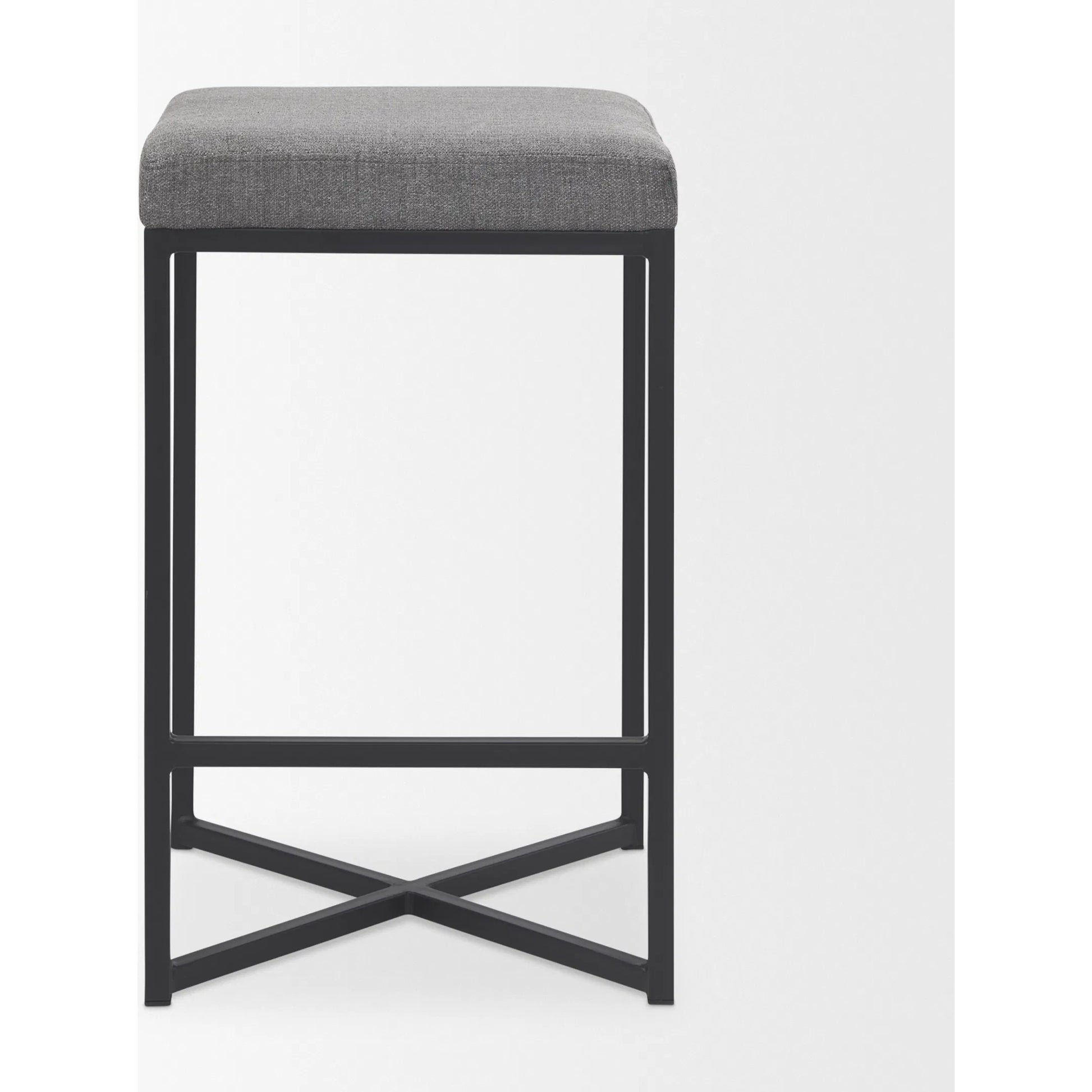 Frodo Counter Stool by Mercana in gray. Made from fabric in a unique style.