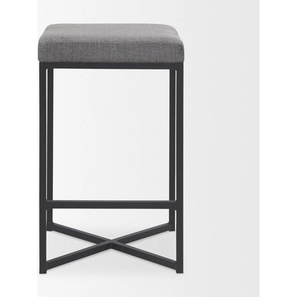 Frodo Counter Stool by Mercana in gray. Made from fabric in a unique style.