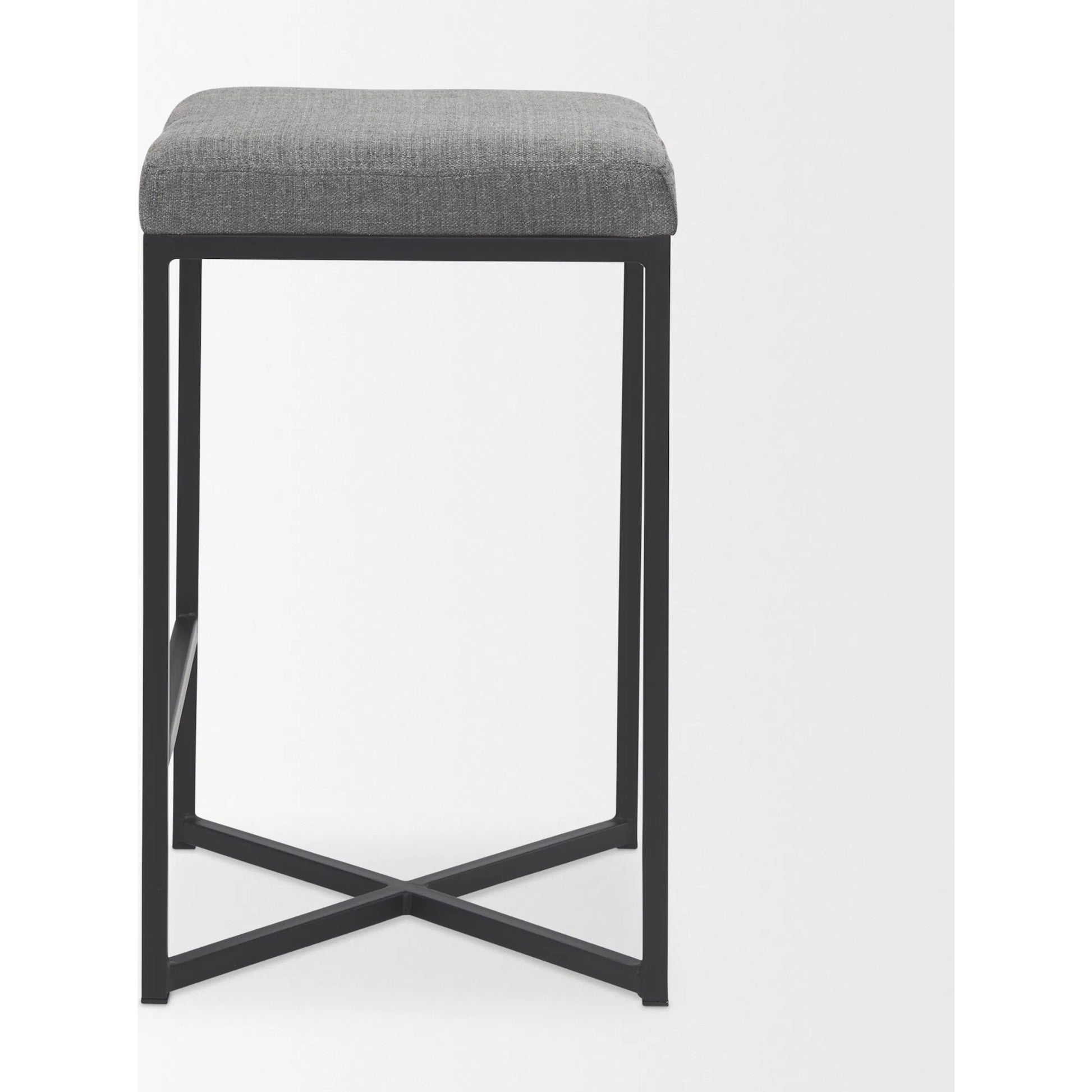Frodo Counter Stool by Mercana in gray. Made from fabric in a unique style.