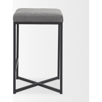 Frodo Counter Stool by Mercana in gray. Made from fabric in a unique style.