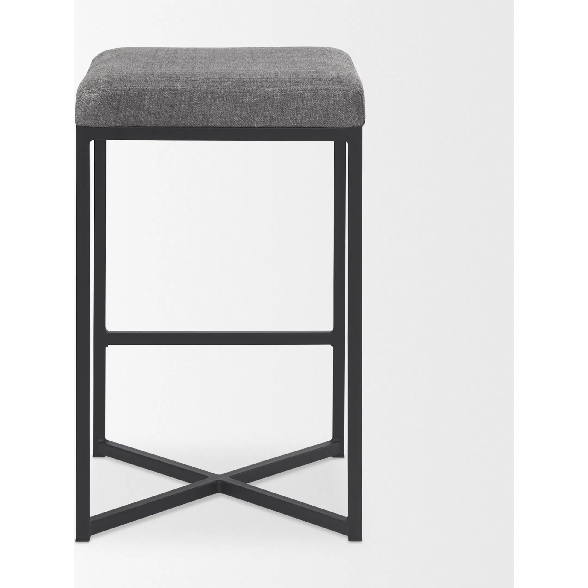 Frodo Counter Stool by Mercana in gray. Made from fabric in a unique style.