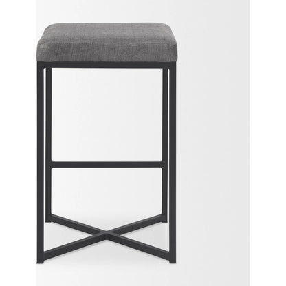 Frodo Counter Stool by Mercana in gray. Made from fabric in a unique style.
