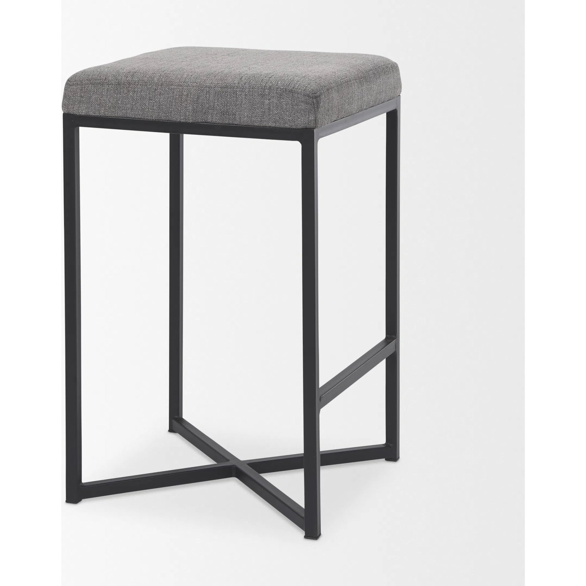 Frodo Counter Stool by Mercana in gray. Made from fabric in a unique style.