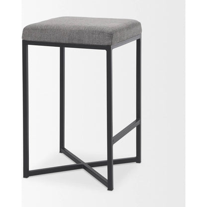 Frodo Counter Stool by Mercana in gray. Made from fabric in a unique style.