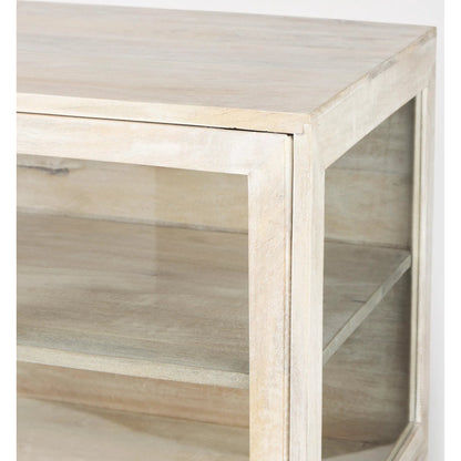 Arelius Accent Cabinet by Mercana. Made from glass, solid wood, steel in a modern style.