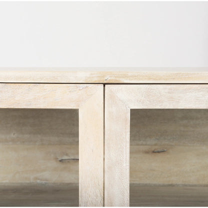 Arelius Accent Cabinet by Mercana. Made from glass, solid wood, steel in a modern style.