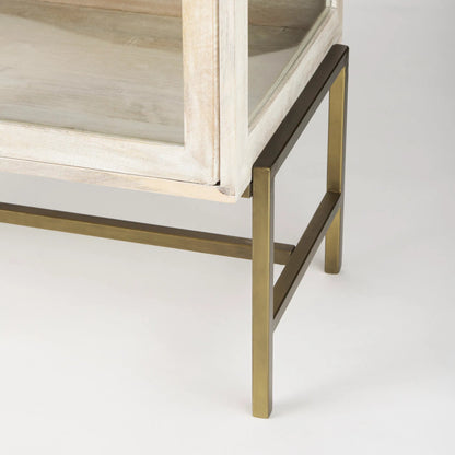 Arelius Accent Cabinet by Mercana. Made from glass, solid wood, steel in a modern style.
