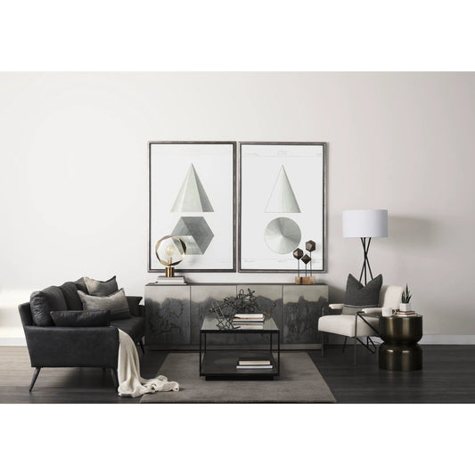 Roxdale Sideboard by Mercana in black, gray. Made from iron in a unique style.