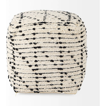 Aaohi Pouf by Mercana in black, cream. Made from cotton in a rustic style.