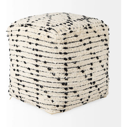 Aaohi Pouf by Mercana in black, cream. Made from cotton in a rustic style.