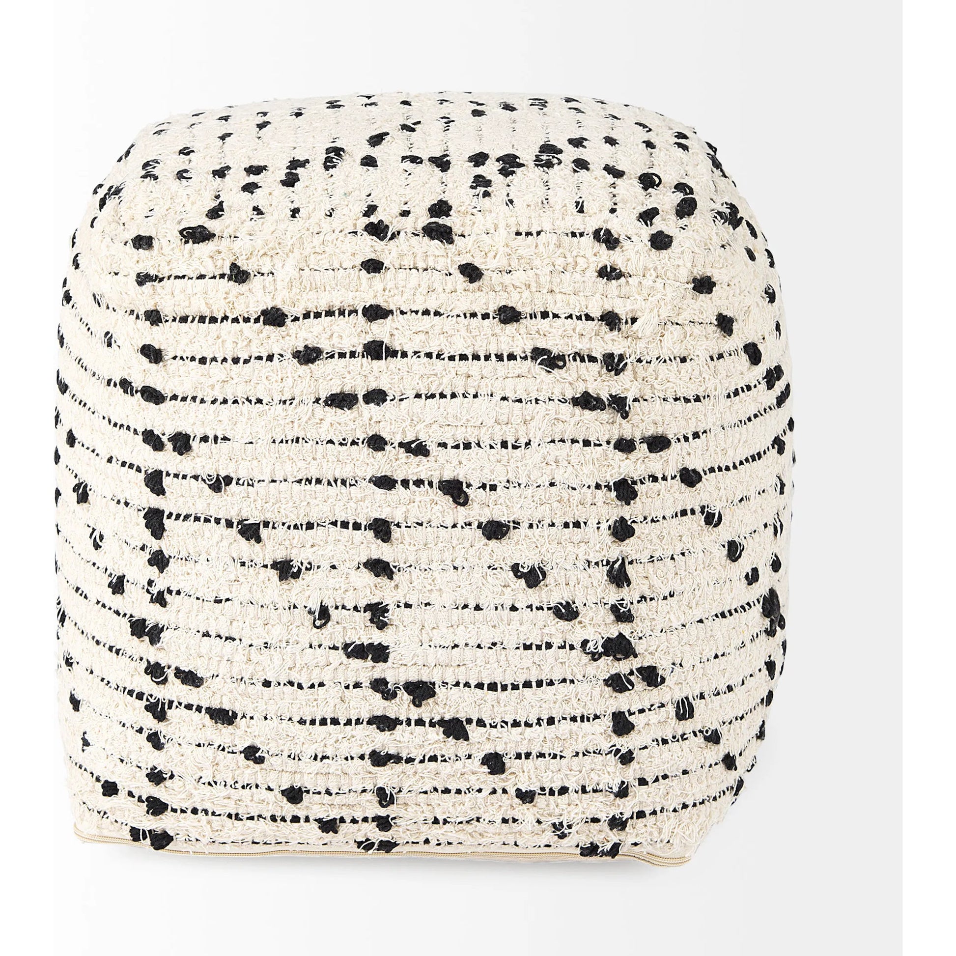 Aaohi Pouf by Mercana in black, cream. Made from cotton in a rustic style.