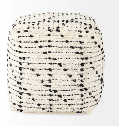 Aaohi Pouf by Mercana in black, cream. Made from cotton in a rustic style.