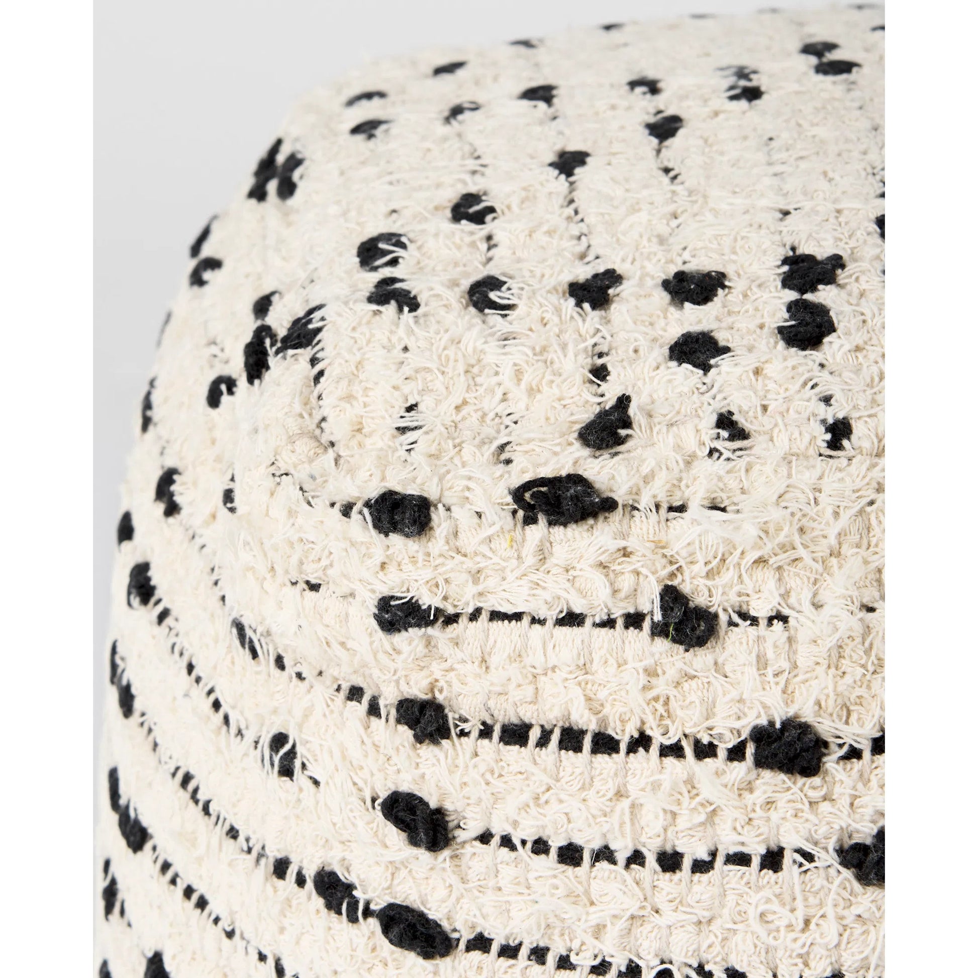 Aaohi Pouf by Mercana in black, cream. Made from cotton in a rustic style.