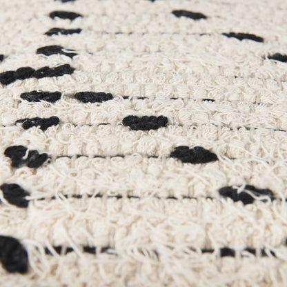 Aaohi Pouf by Mercana in black, cream. Made from cotton in a rustic style.