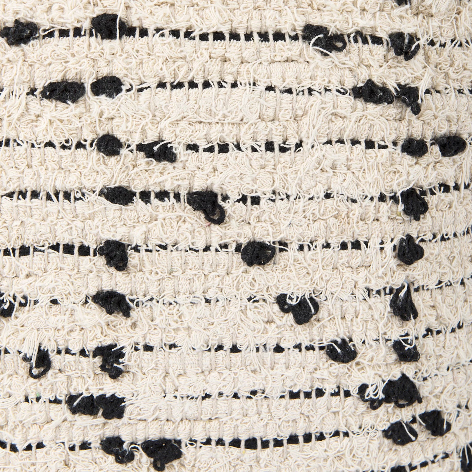 Aaohi Pouf by Mercana in black, cream. Made from cotton in a rustic style.