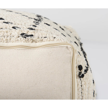 Aaohi Pouf by Mercana in black, cream. Made from cotton in a rustic style.