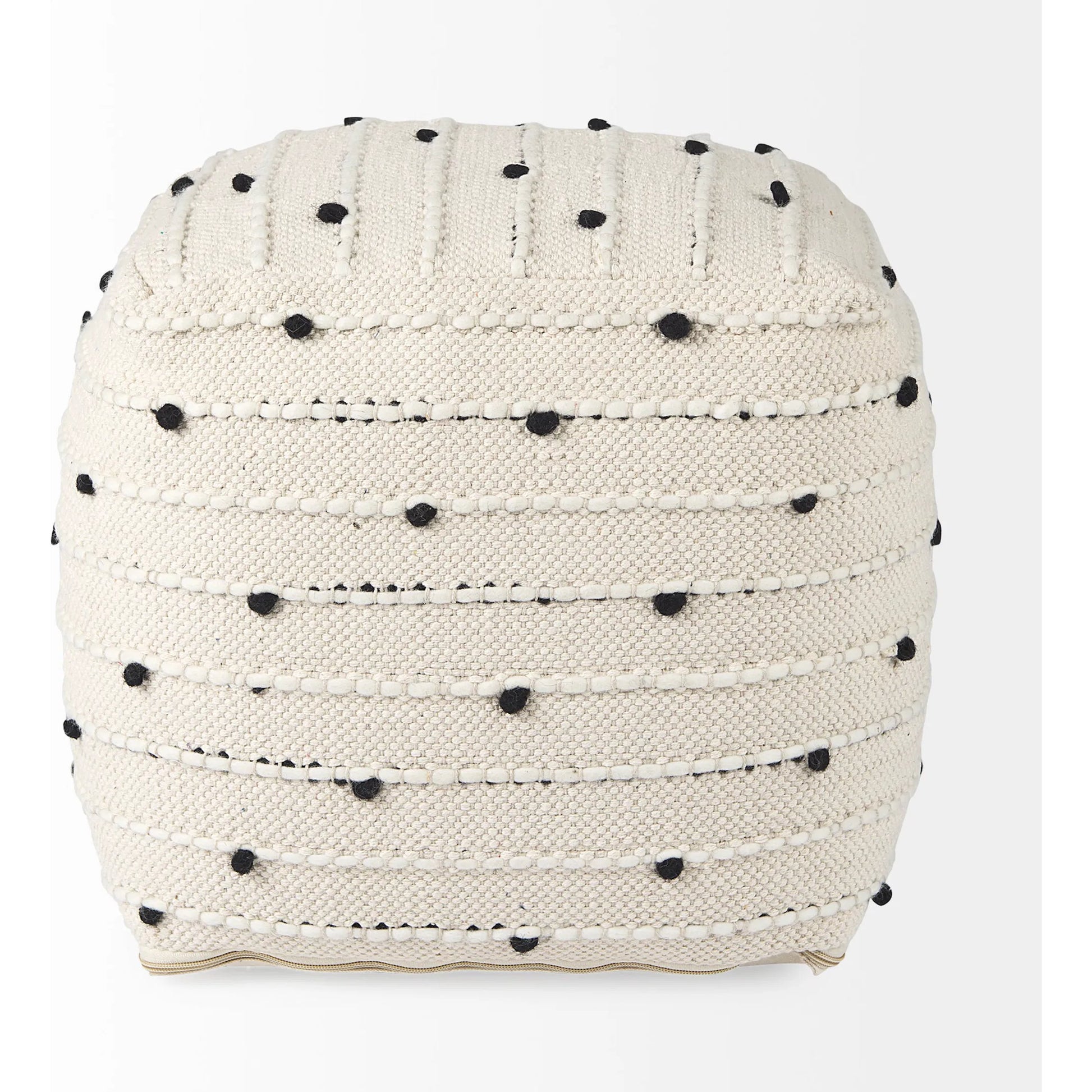 Amaira Pouf by Mercana in white. Made from cotton in a rustic style.