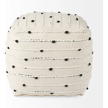 Amaira Pouf by Mercana in white. Made from cotton in a rustic style.