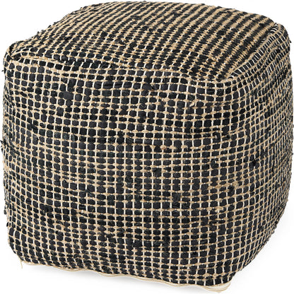 Aalia Pouf by Mercana. Made from leather in a rustic style.