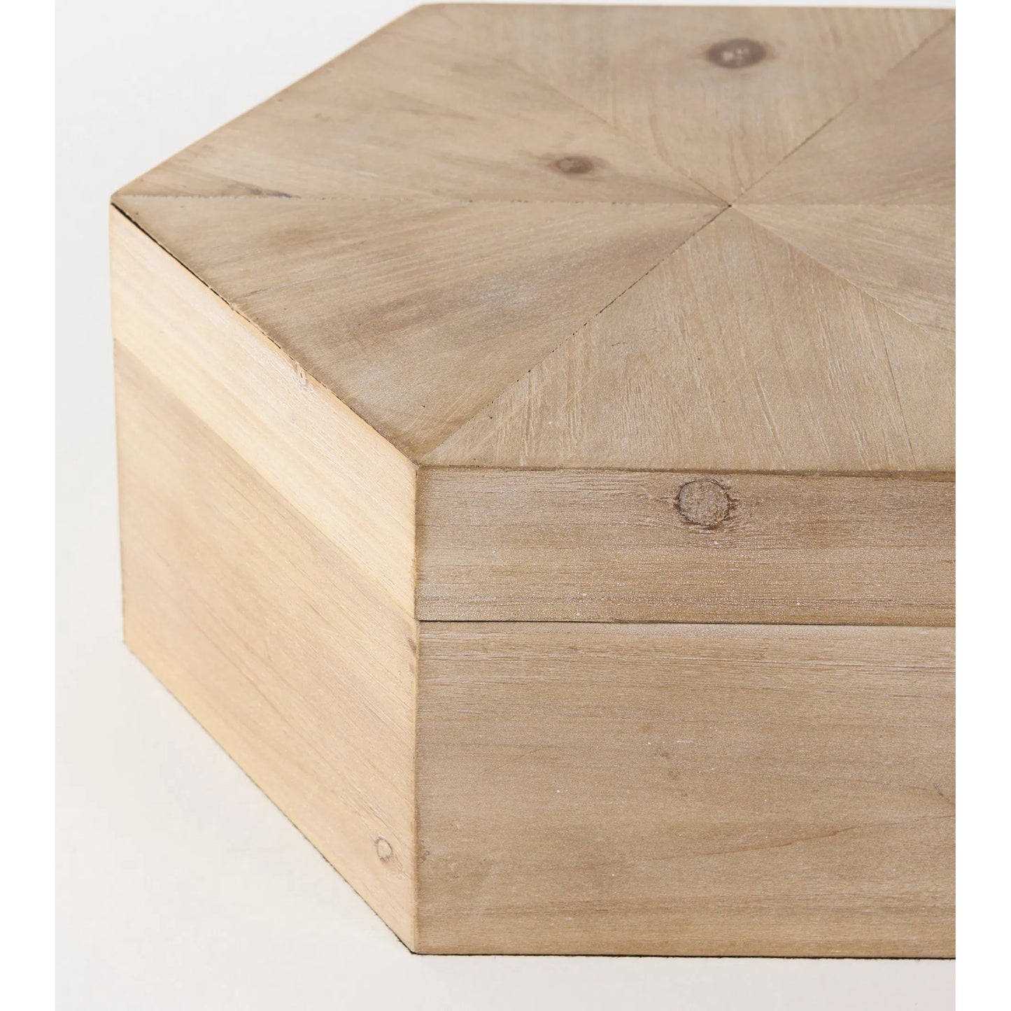 041 SR-815129 | Closeup | Elyse Wooden Hexagonal Boxes Set of Two by Mercana in natural. Made from unique in a cottage & farmhouse style.