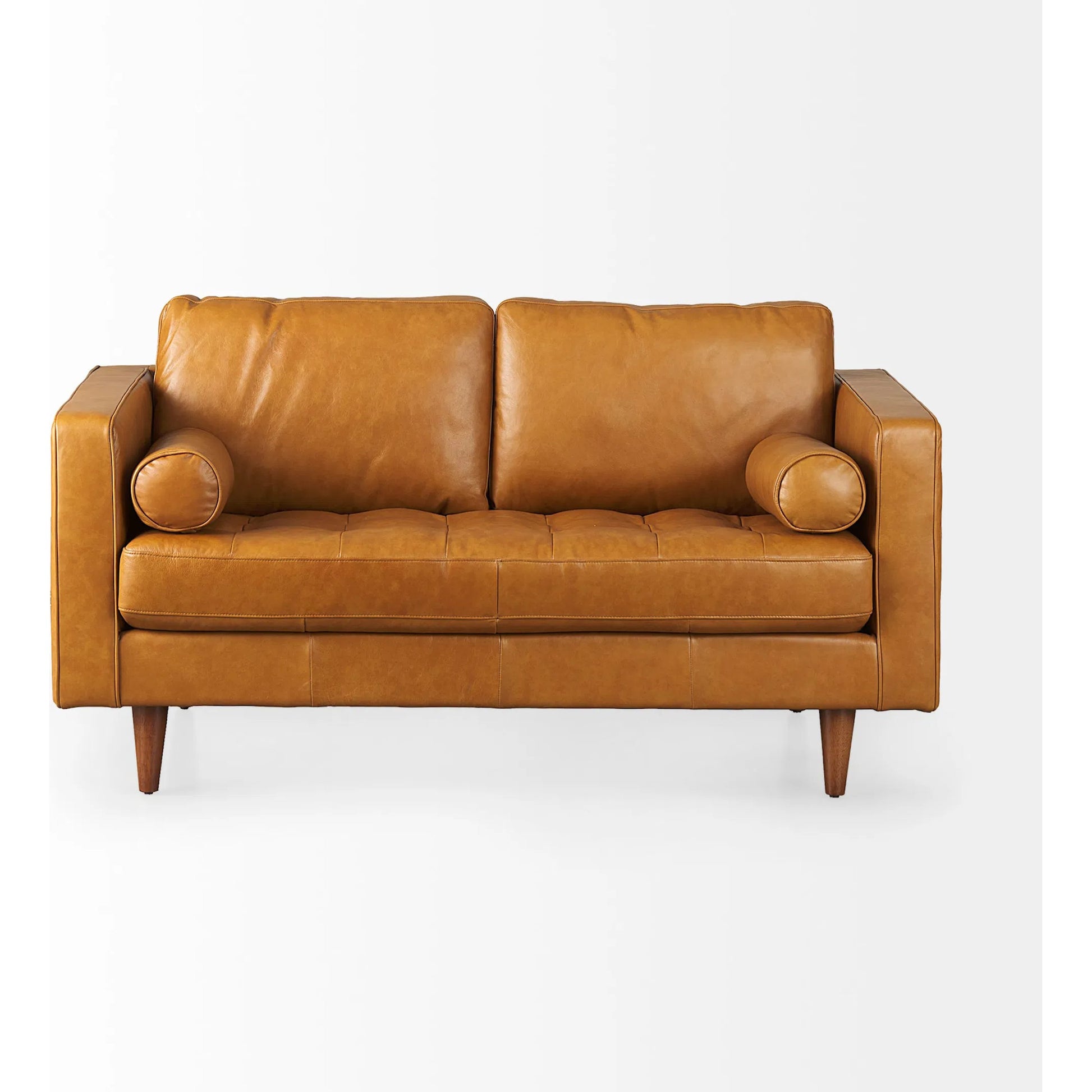 Svend Loveseat by Mercana in tan. Made from genuine leather in a unique style.