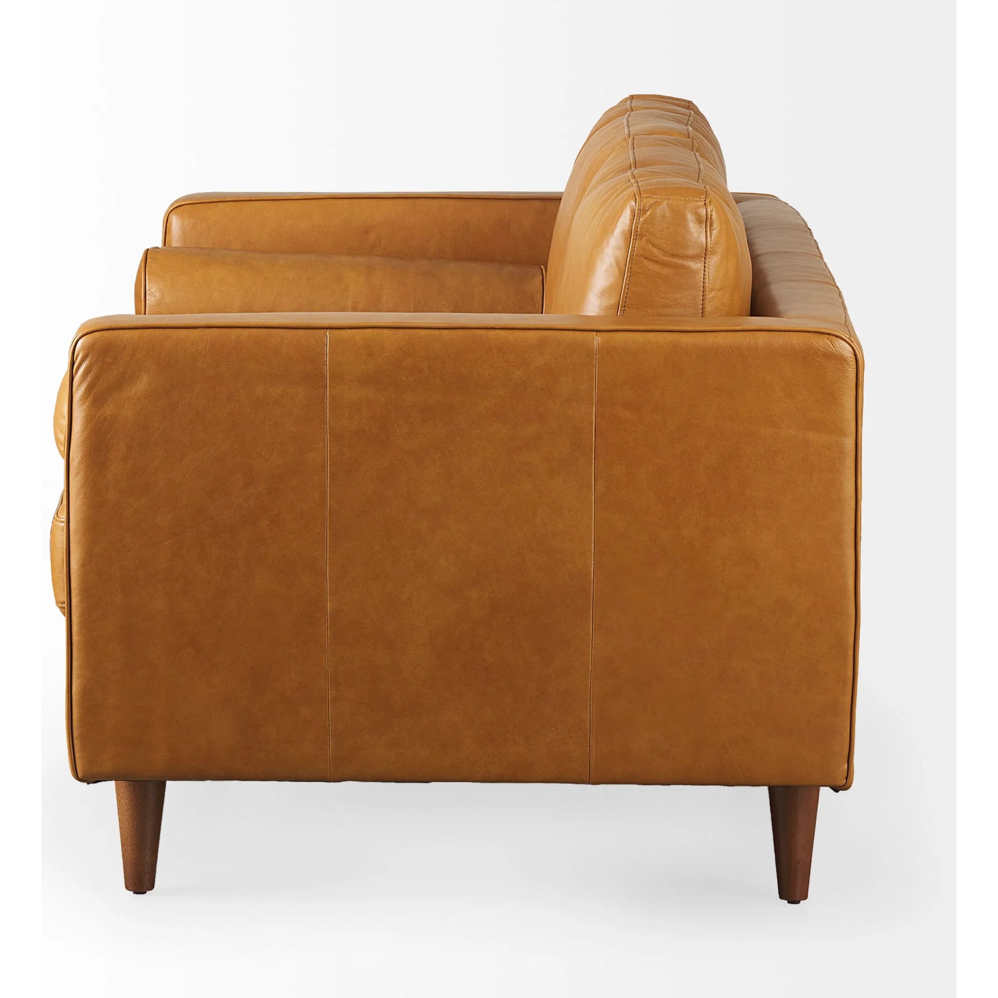 Svend Loveseat by Mercana in tan. Made from genuine leather in a unique style.
