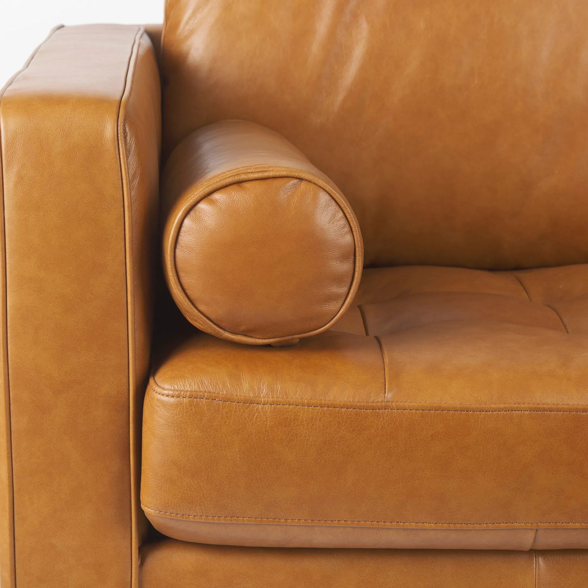 Svend Loveseat by Mercana in tan. Made from genuine leather in a unique style.