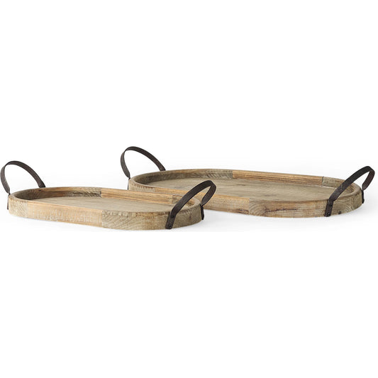 Alina Light Trays (Set of 2) by Mercana in brown. Made from wood in a unique style.