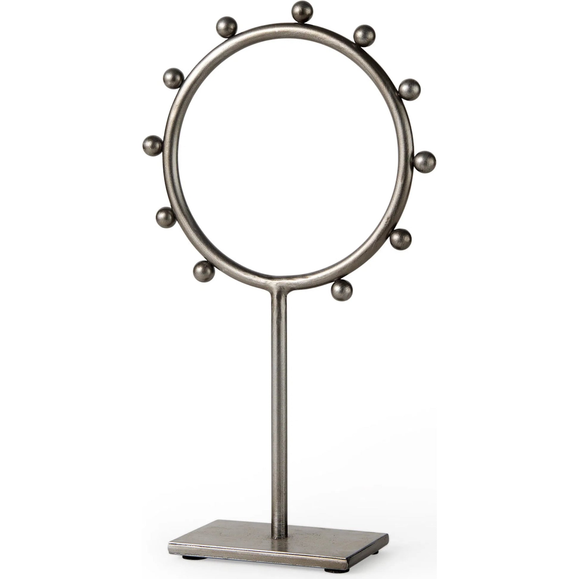 Elio Studded Hoop Object by Mercana in gunmetal. Made from metal in a modern style.