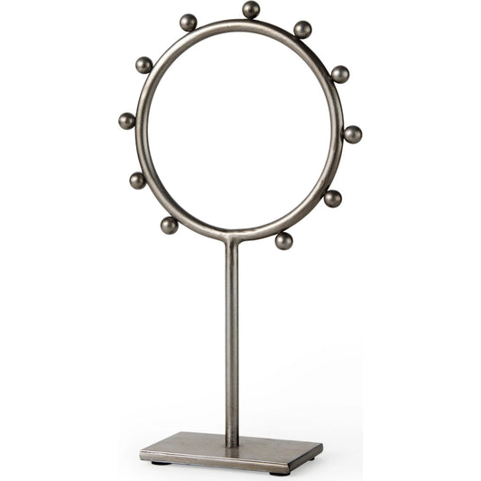 Elio Studded Hoop Object by Mercana in gunmetal. Made from metal in a unique style.