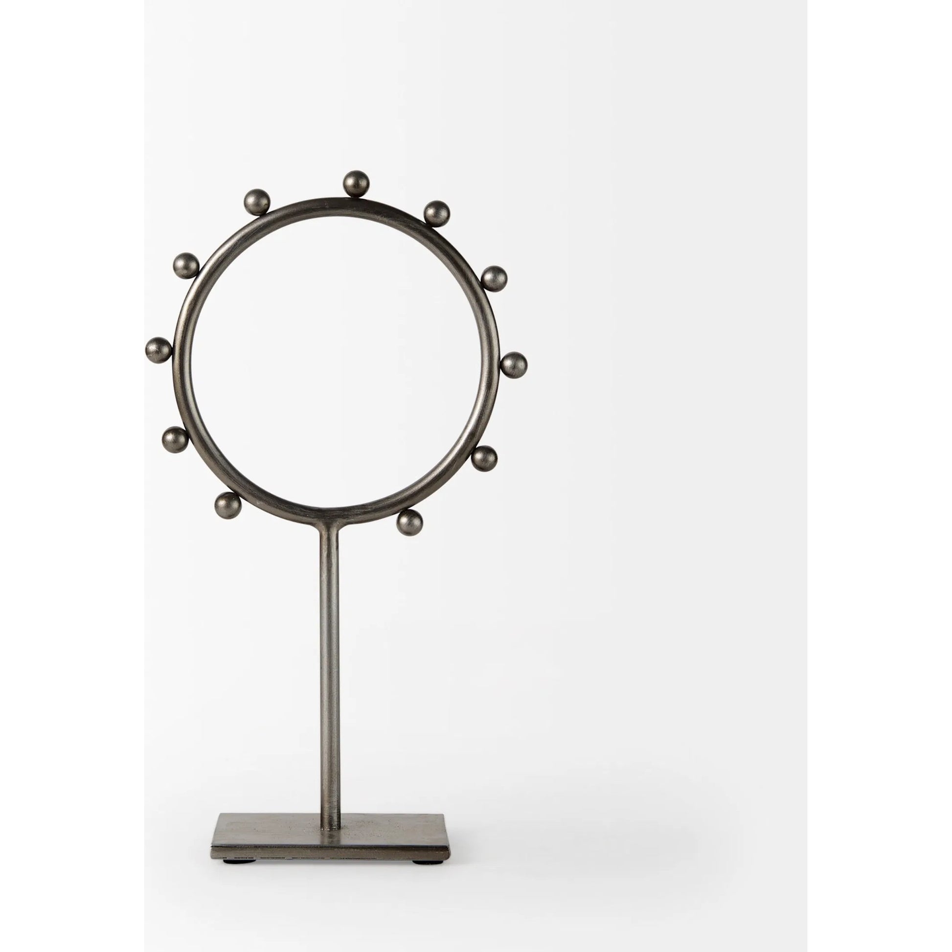 Elio Studded Hoop Object by Mercana in gunmetal. Made from metal in a modern style.