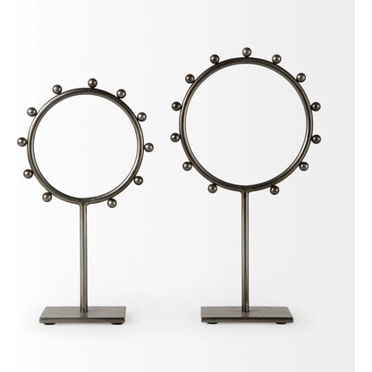 Elio Studded Hoop Object by Mercana in gunmetal. Made from metal in a modern style.