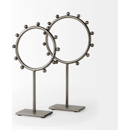 Elio Studded Hoop Object by Mercana in gunmetal. Made from metal in a modern style.