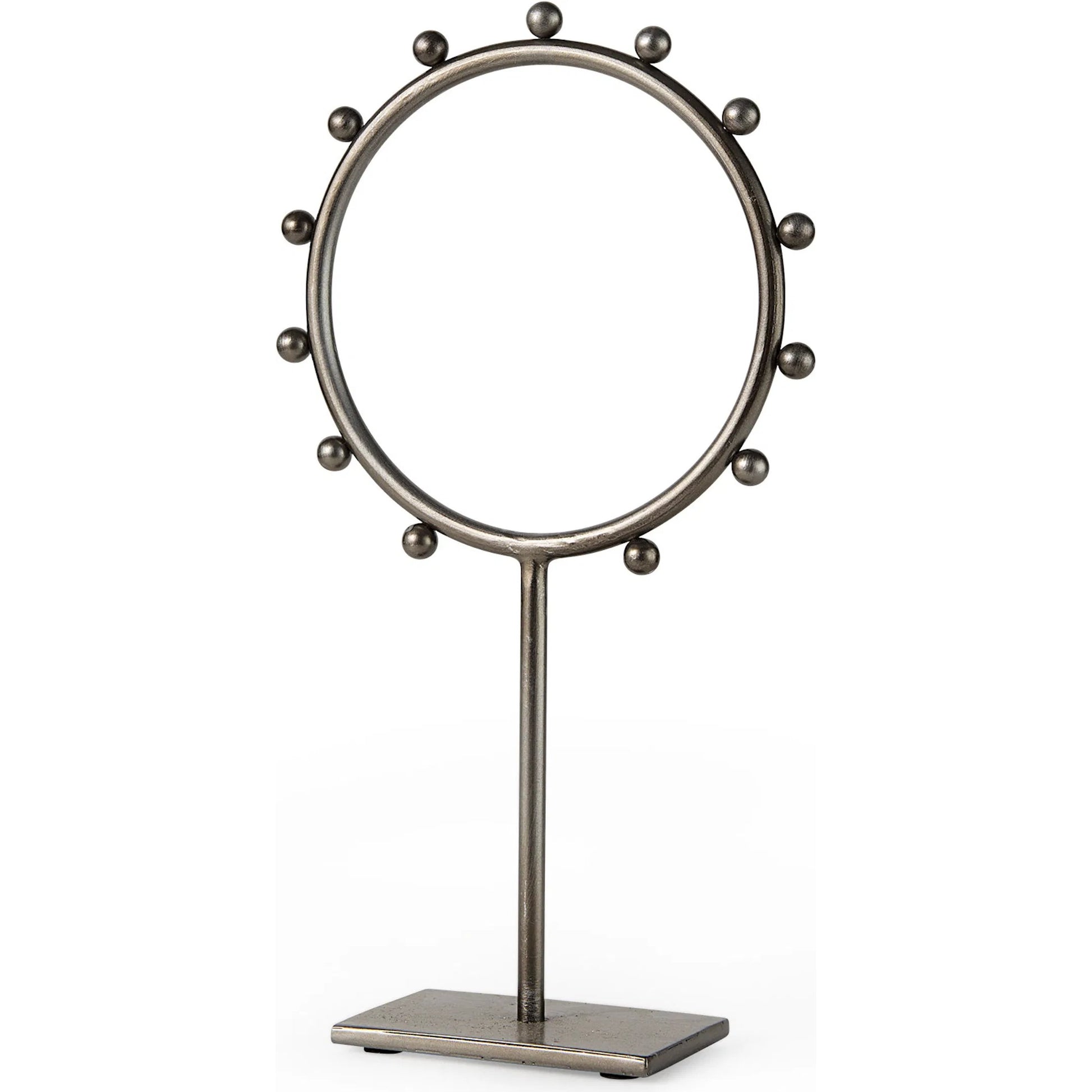 Elio Studded Hoop Object by Mercana in gunmetal. Made from metal in a modern style.