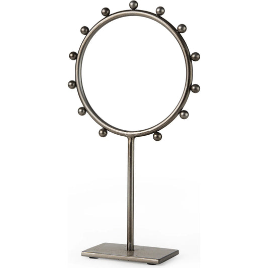 Elio Studded Hoop Object by Mercana in gunmetal. Made from metal in a unique style.