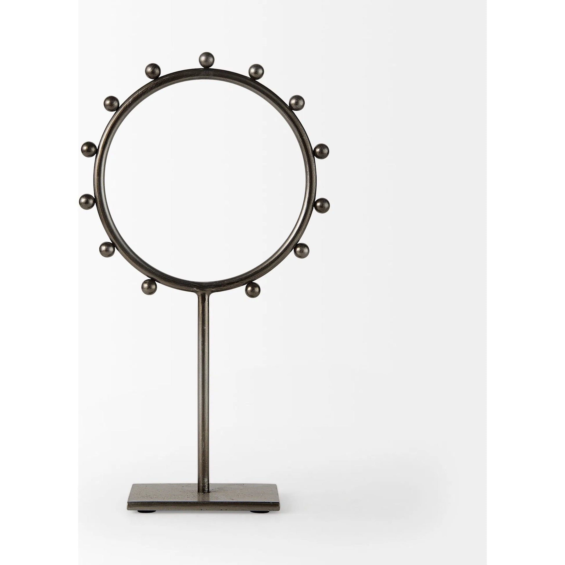 Elio Studded Hoop Object by Mercana in gunmetal. Made from metal in a modern style.
