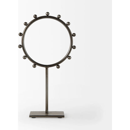 Elio Studded Hoop Object by Mercana in gunmetal. Made from metal in a modern style.