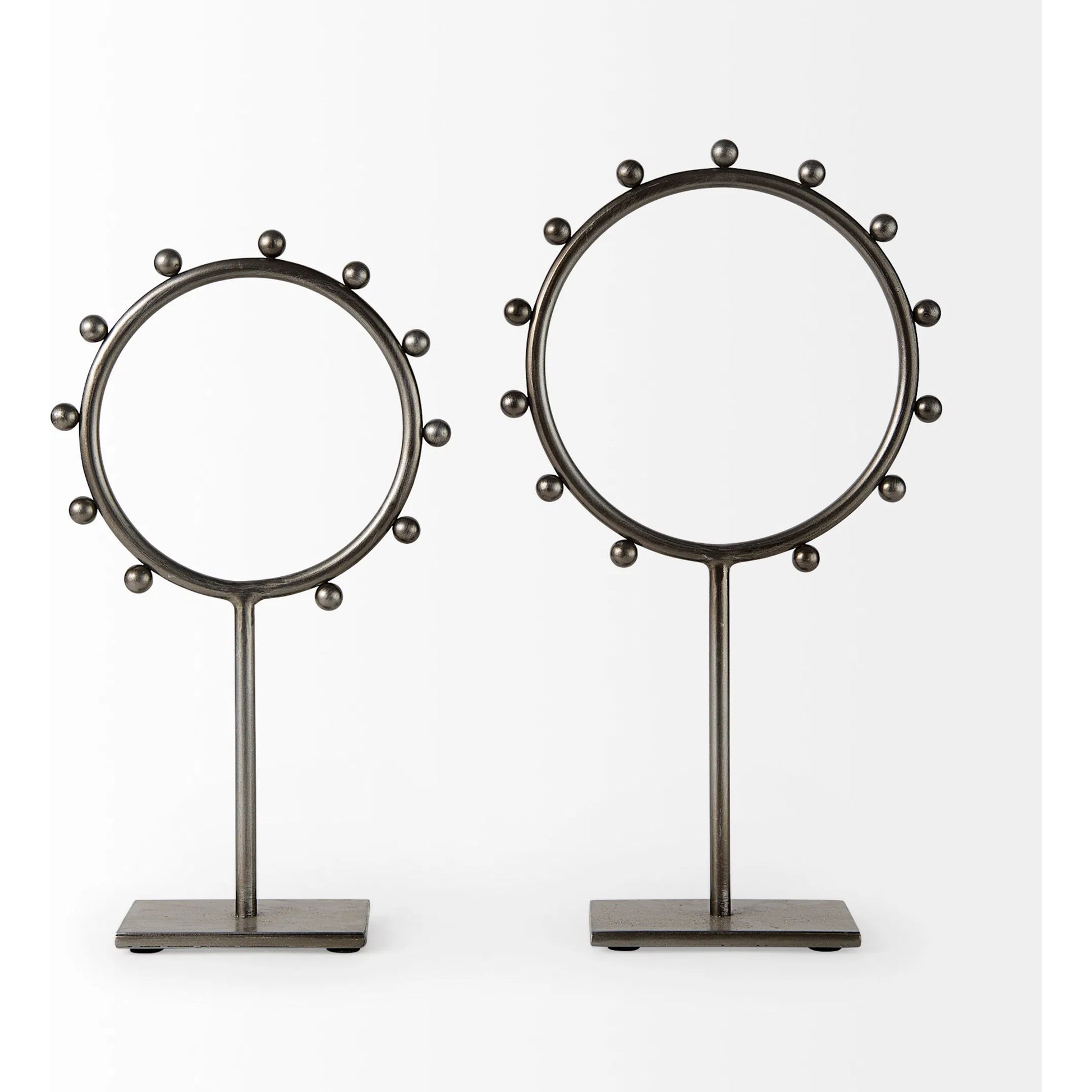 Elio Studded Hoop Object by Mercana in gunmetal. Made from metal in a modern style.